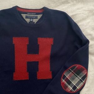 Men’s Tommy Hilfiger H navy lambswool sweater in XXL